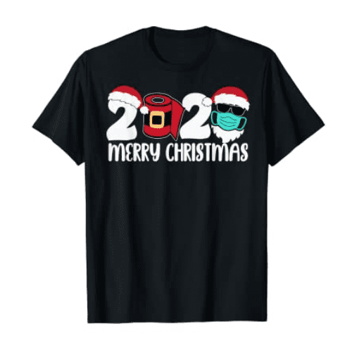 Merry Christmas 2020 Quarantine Christmas Santa Face Mask T-Shirt.