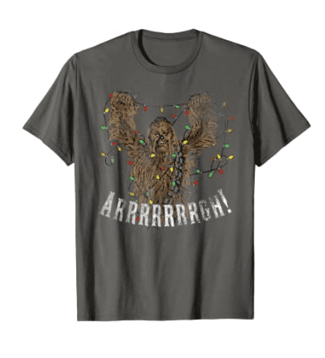 Star Wars Chewbacca Roar Christmas Lights Graphic T-Shirt.