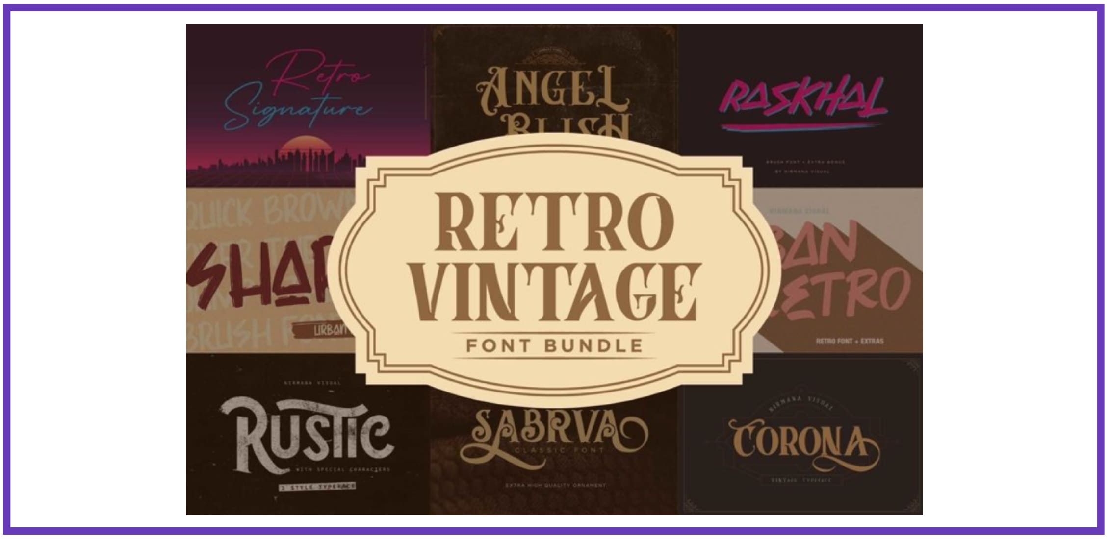 Retro Vintage Font Bundle. Best Industrial Fonts.