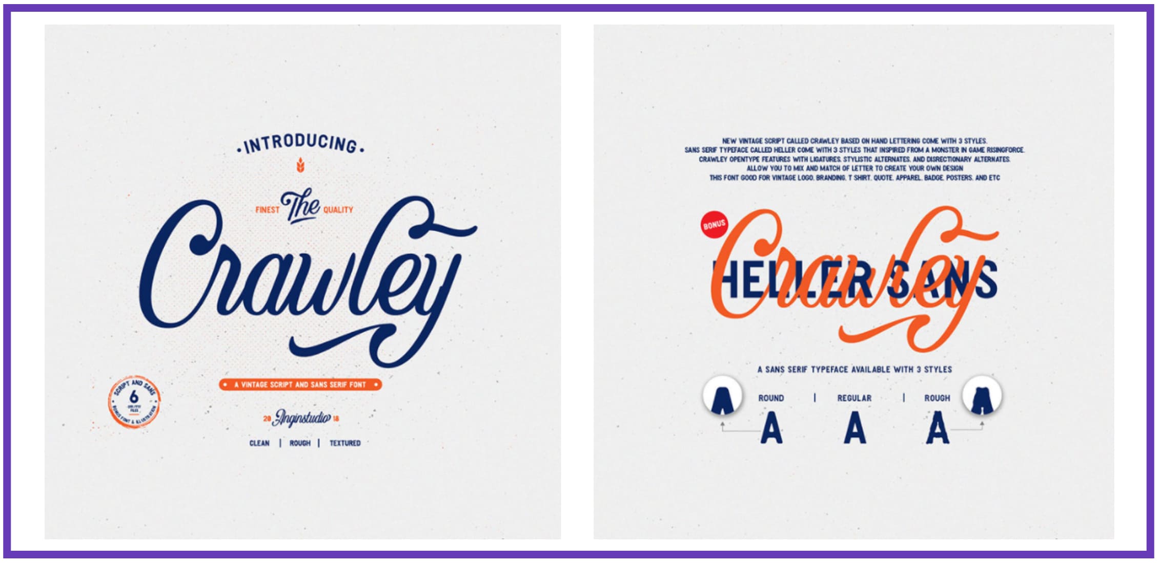 Crawley Textured Font Duo + Illustration. Best Industrial Fonts.