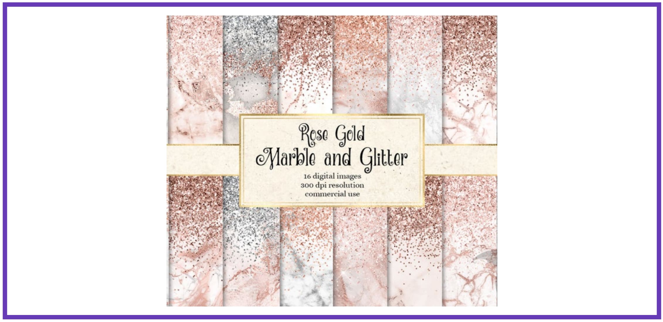 Rose Gold Marble and Glitter Digital Paper.