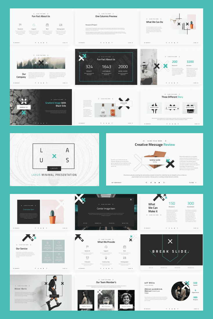 Collage of presentation pages in classic style.