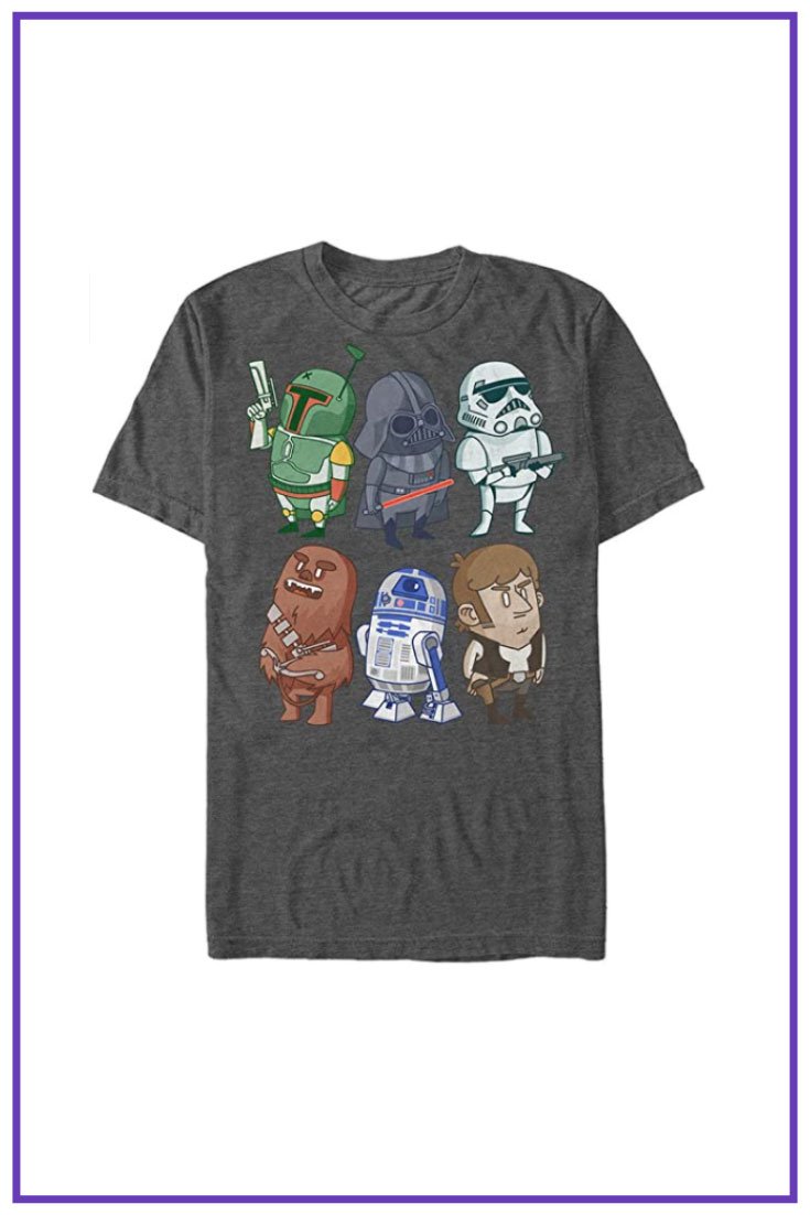 T-shirt with painted funny Star Wars characters.