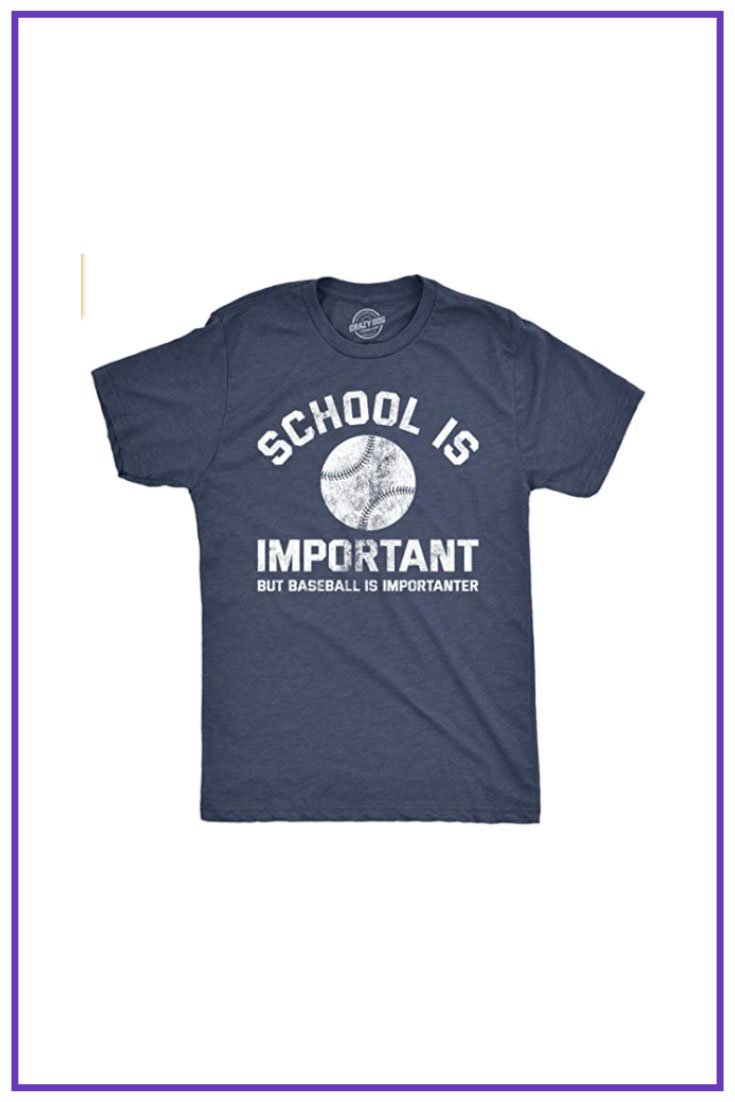 T-Shirt with inspiration School is Important But Baseball is Importanter.