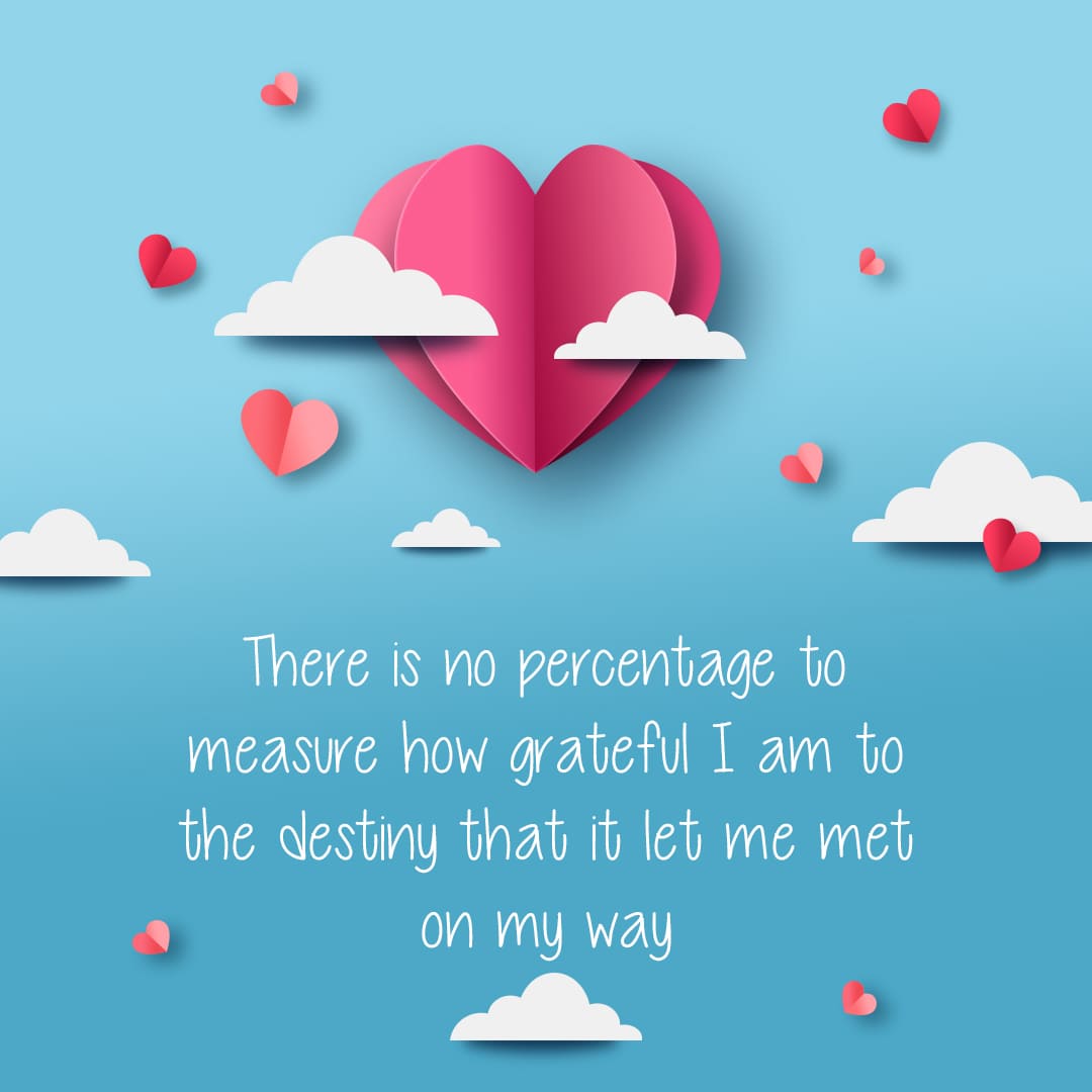 There is no percentage to measure how grateful I am to the destiny that it let me met on my way.