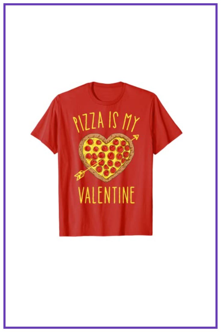 Pizza Is My Valentine Funny Valentines Day Gifts Boys Kids T-Shirt.