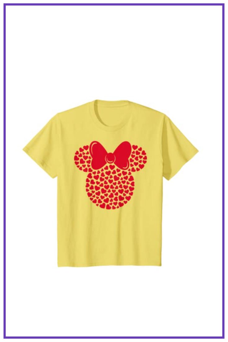 Disney Minnie Mouse Icon Filled with Hearts T-Shirt.