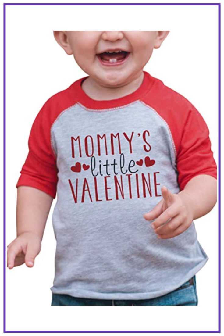 7 ate 9 Apparel Boy's Mommy's Little Valentine Toddler Vintage Baseball Tee.