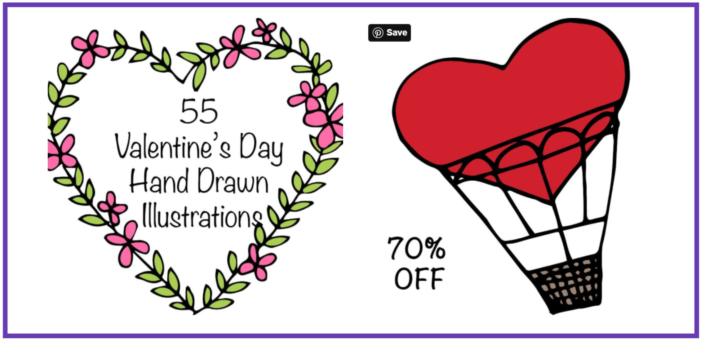 55 Valentine’s Day Illustrations. Heart clipart – only.
