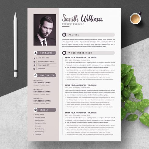 Professional resume template with a photo on it.
