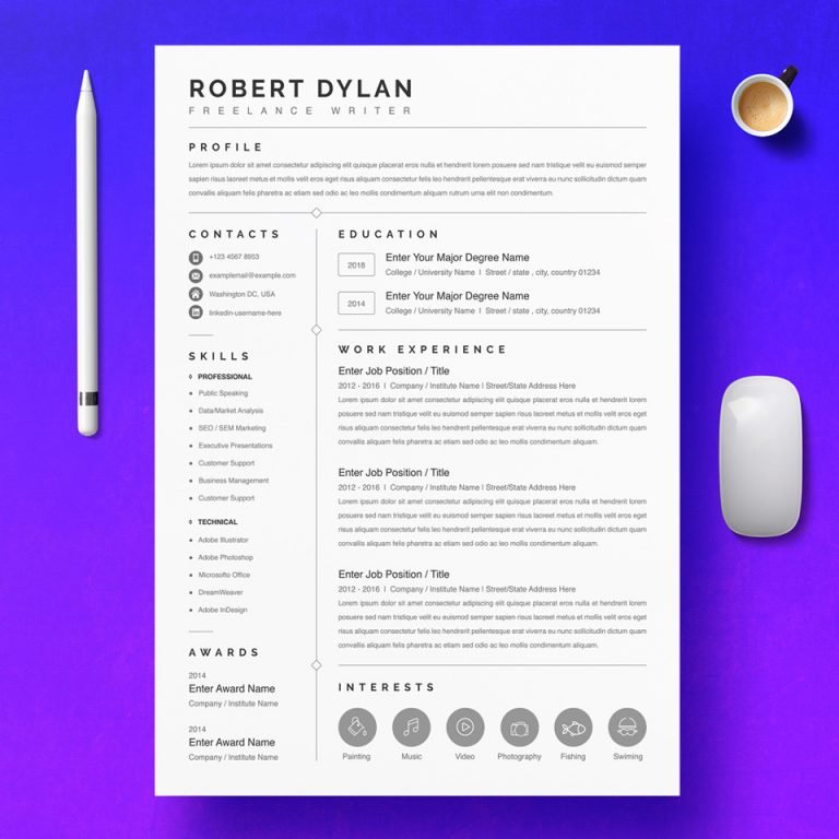 Freelance Graphic Designer Resume Template – MasterBundles