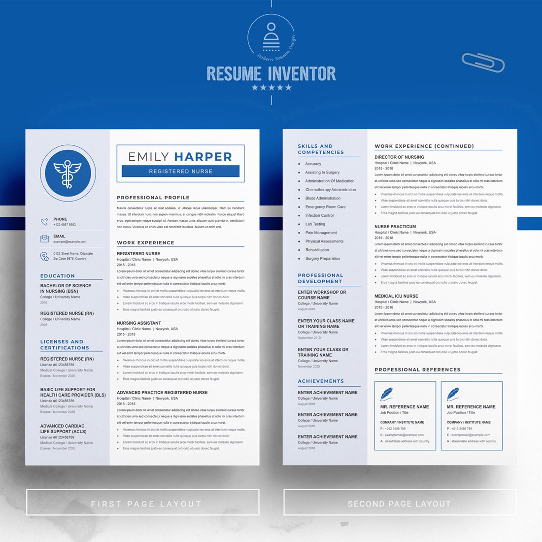 Two pages of resume. New Nurse Resume CV Template.