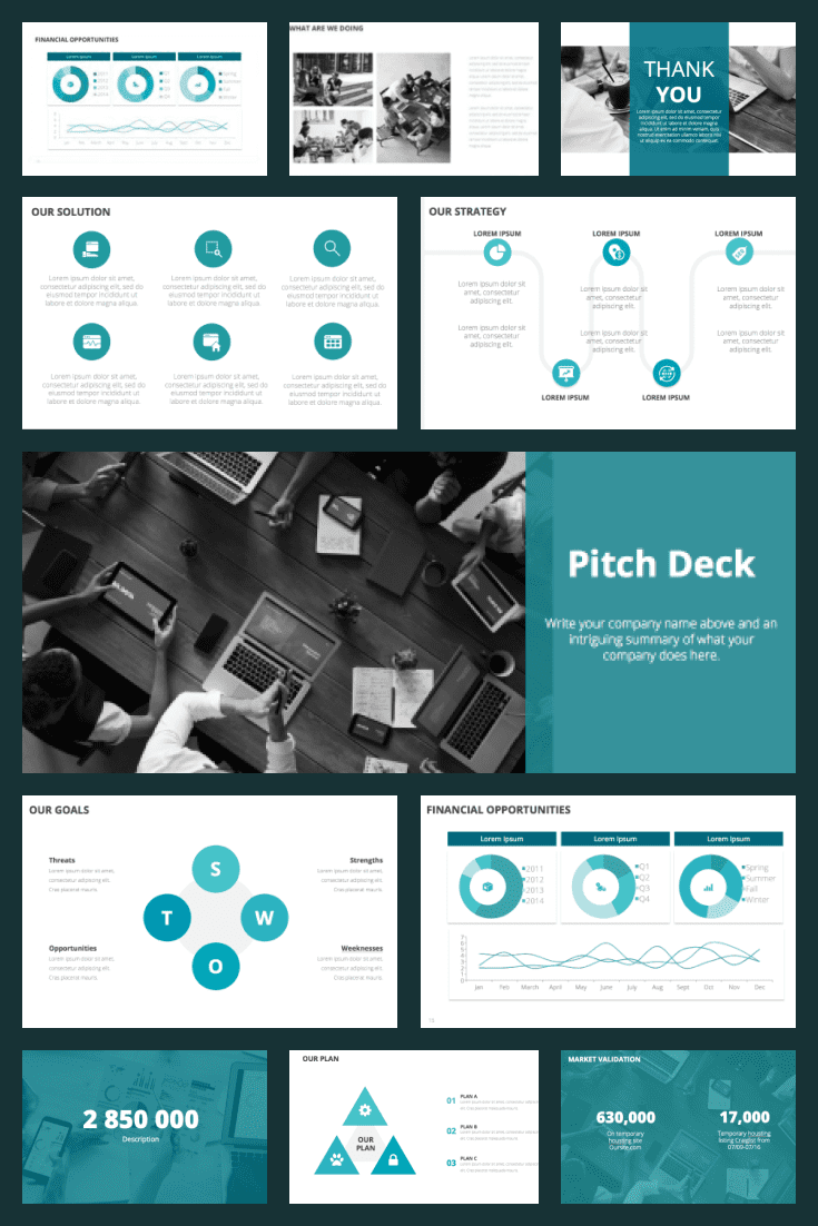 Clean Style Pitch Deck Template Collage image.