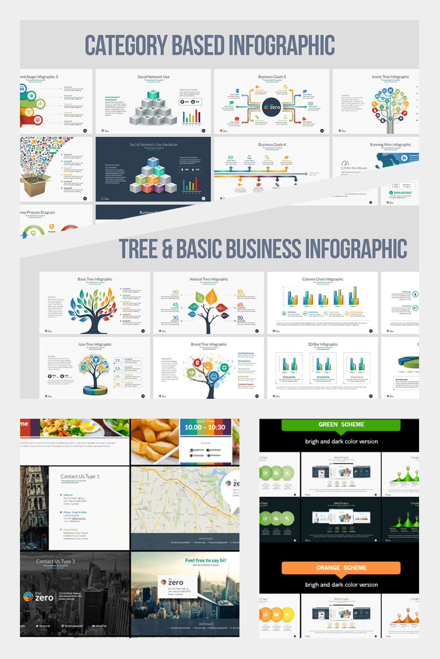 Business Infographic Presentation - PowerPoint Template. Collage Image.