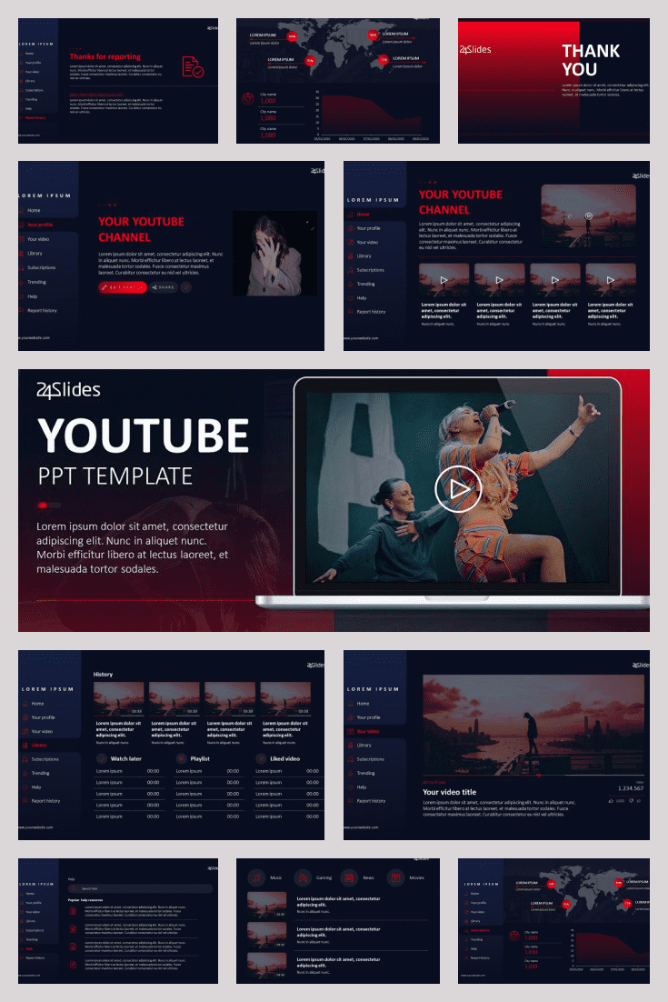YouTube PowerPoint Template. Collage Image.