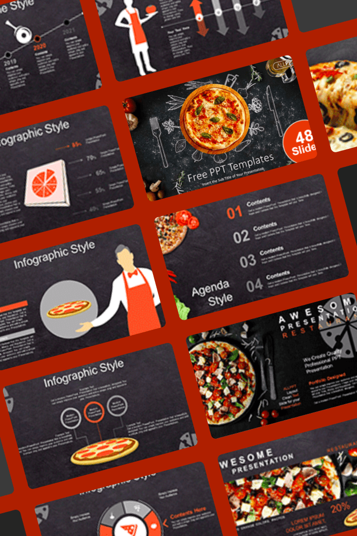 Pizza Restaurant PowerPoint Templates Collage image.