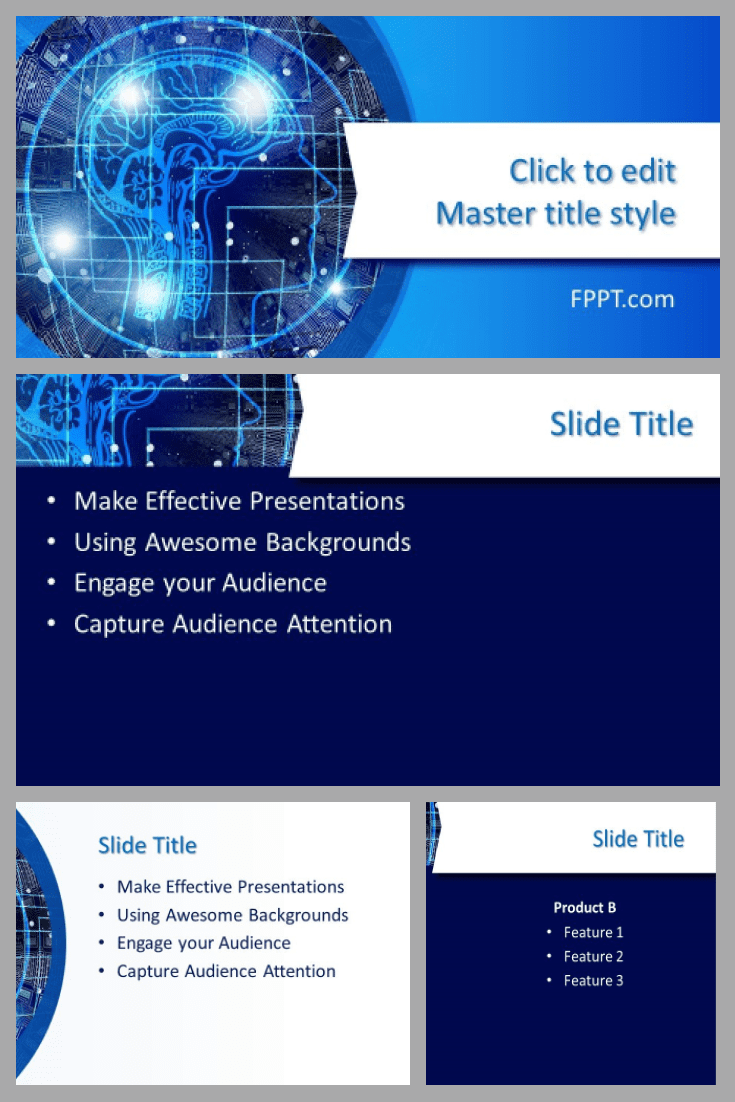 Free Machine Learning PowerPoint Template Collage image.
