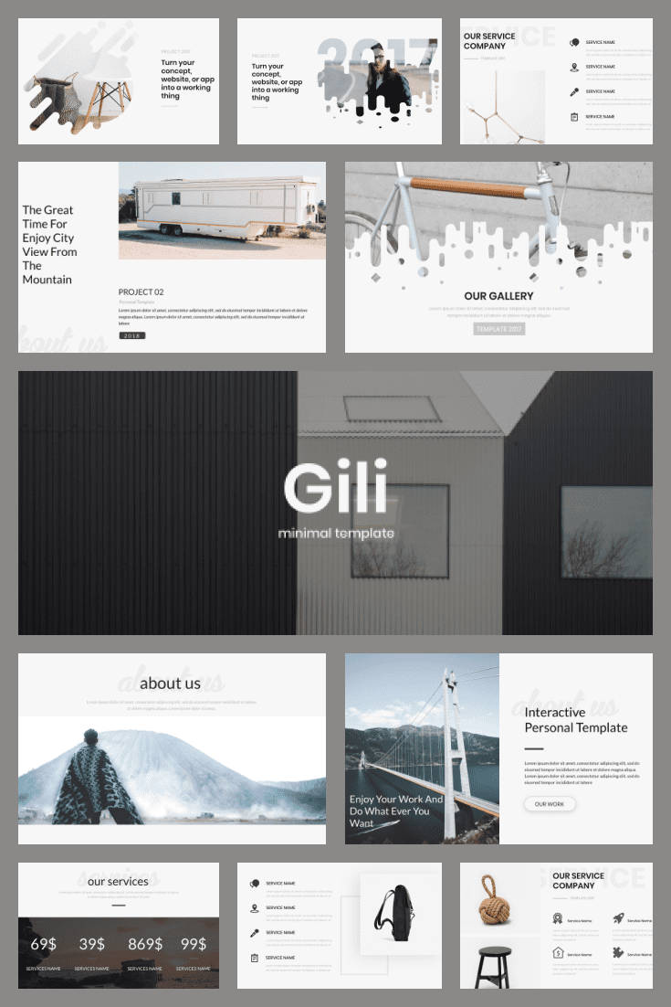 Gili Minimal Design Powerpoint Template Collage image.