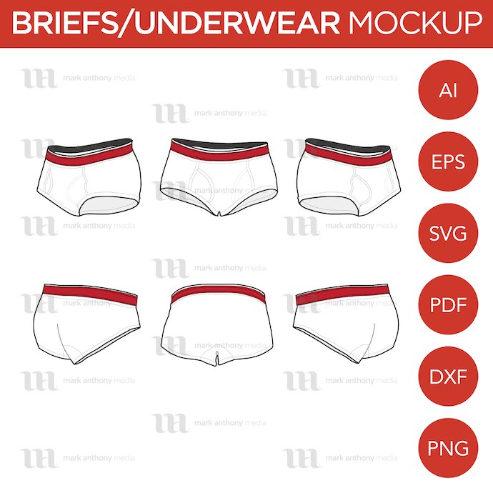 Underwear Boxers Mockup Bundle: Briefs/Underwear Vector Templates