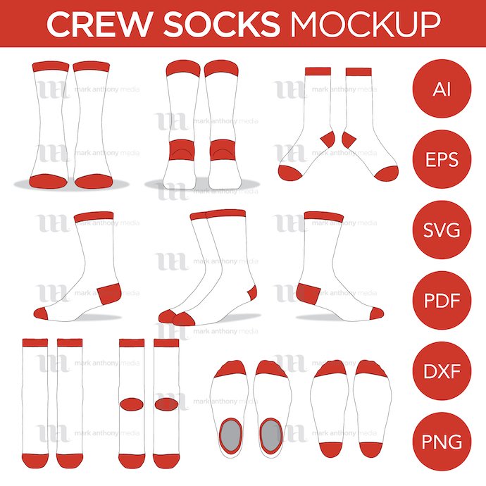 High and low socks design template.