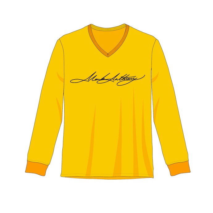 Yellow sweatshirt with a V-neck.