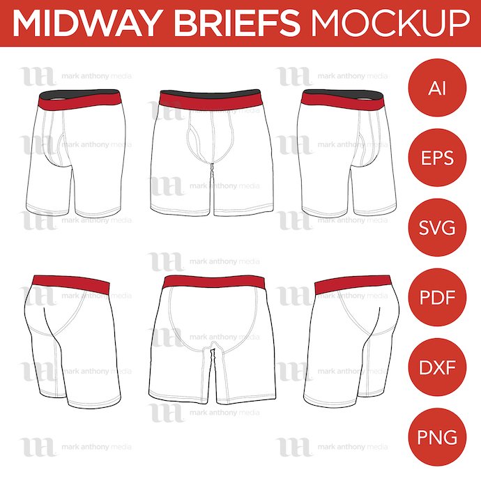 General view of the template - Midway Boxer Mockup. You can choose any extension to download.