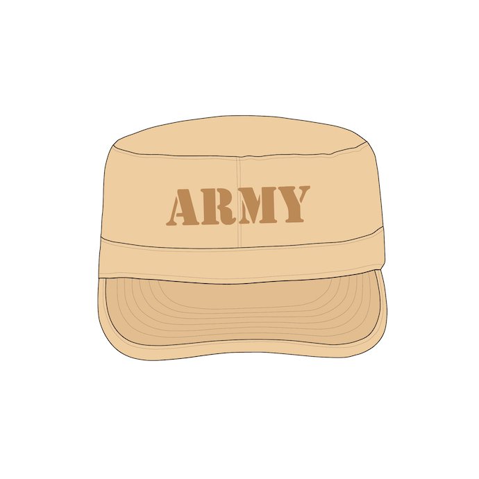 Beige military army castro hat with logo.