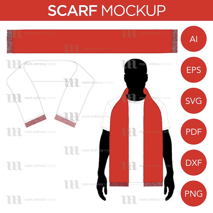 General view of the Scarf Mockup template. You can choose any extension to download.