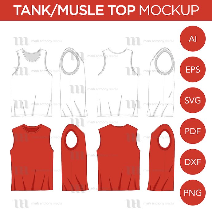 General view of the Tank Top Mockup template. You can choose any extension to download.