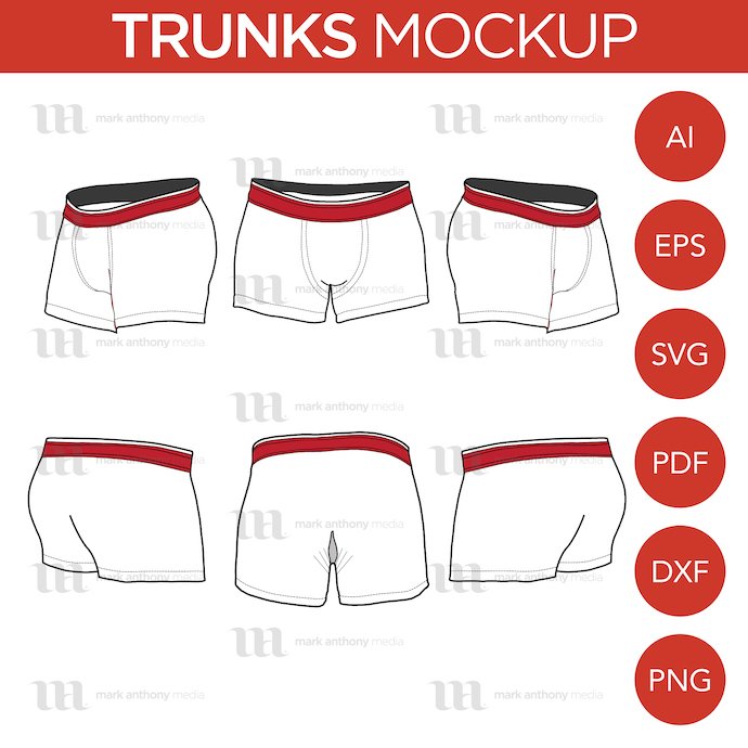 General view of the Trunks Mockup template. You can choose any extension to download.
