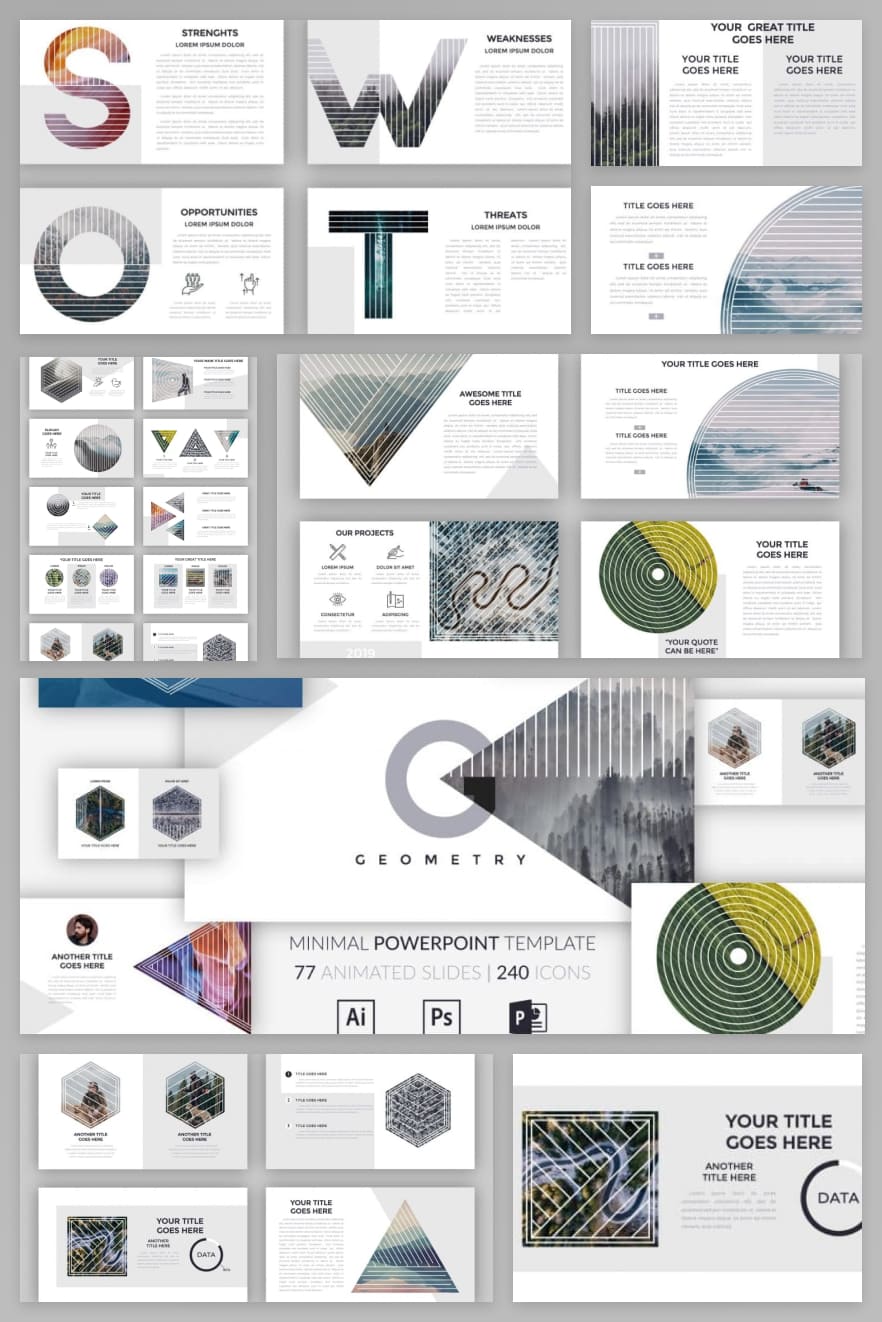 Minimal Geometry PPT. Collage Image.