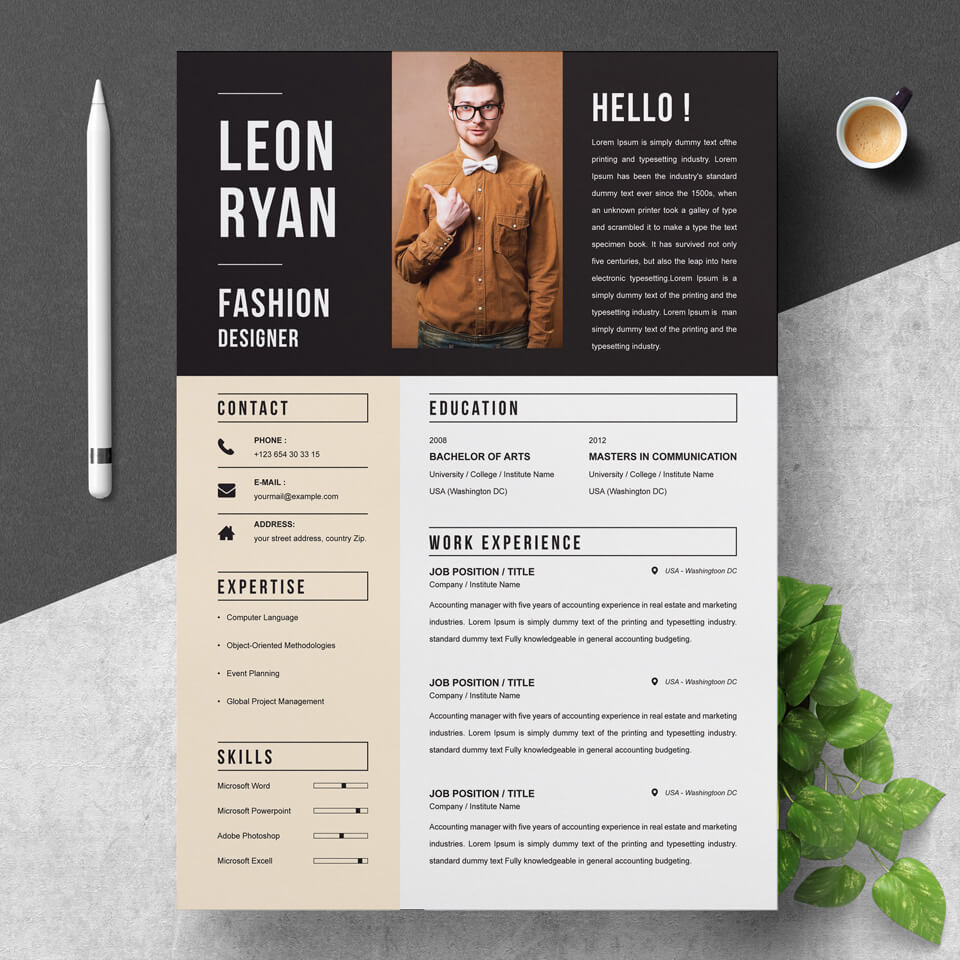 A general view of the template. The Best Resume Template.