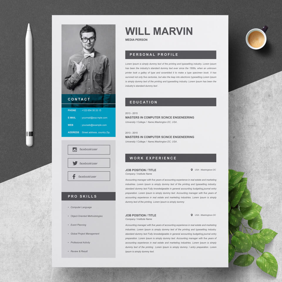 A general view of the template. Simple Resume Template For Students.
