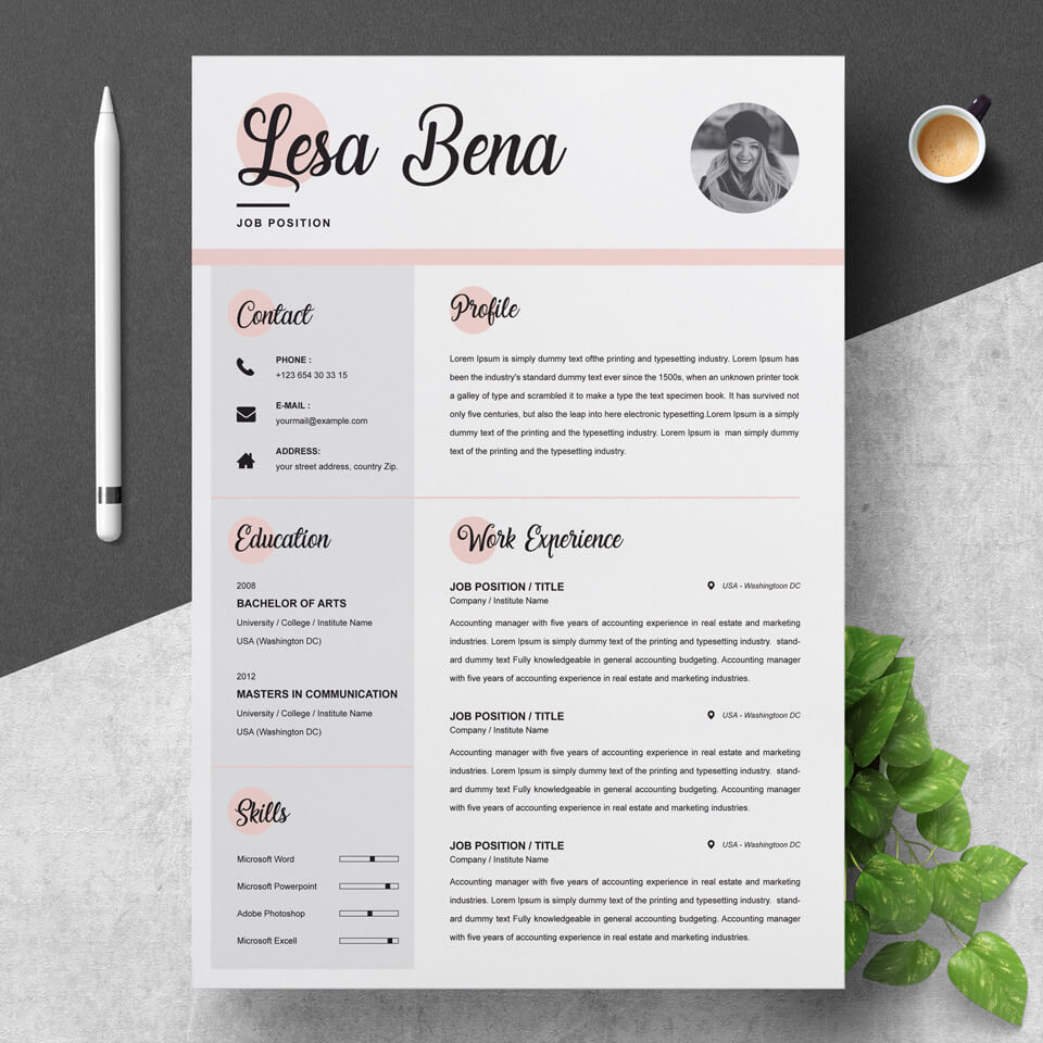 A general view of the template. Curriculum Vitae [CV].