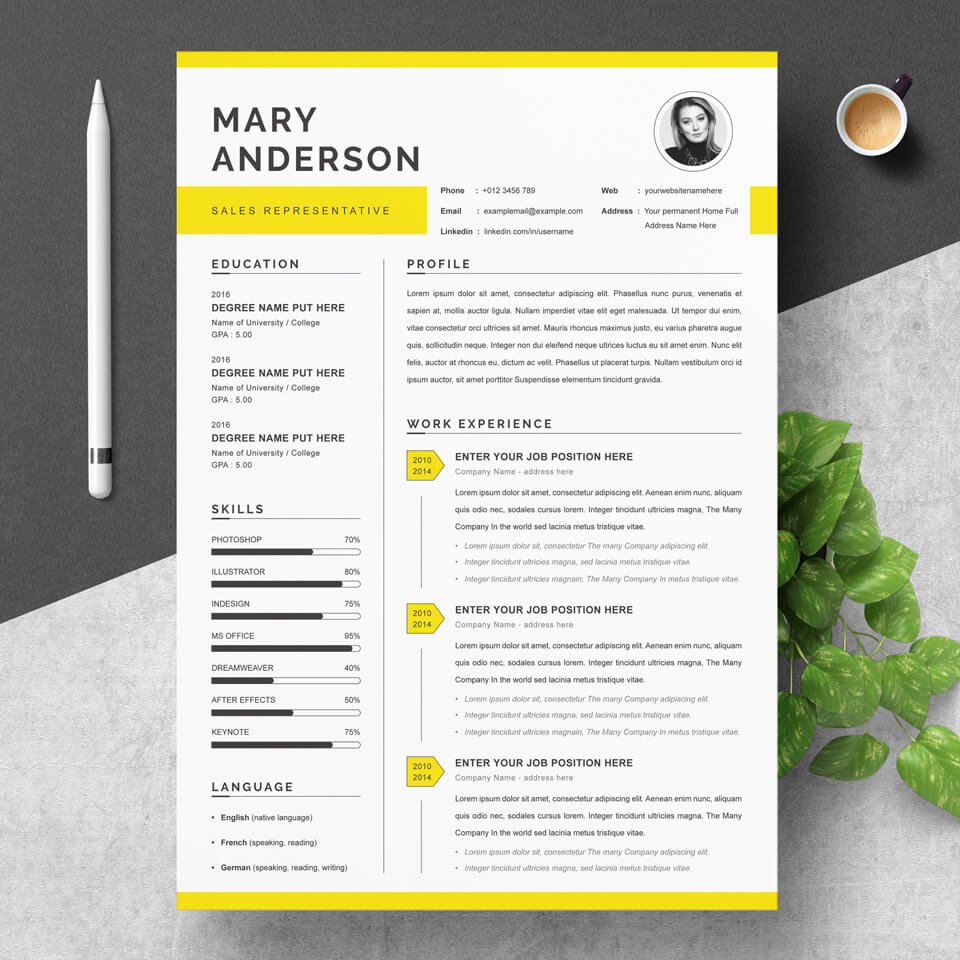 A general view of the template. Resume Template/CV.