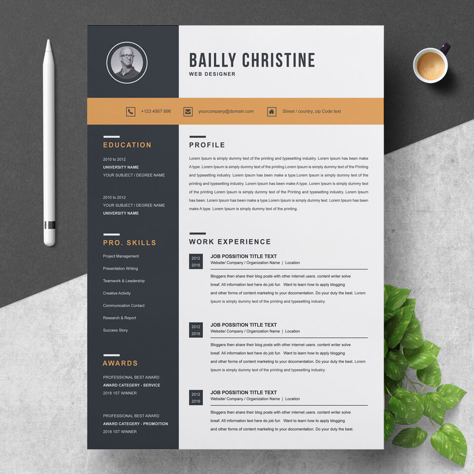 free modern graphic design resume template