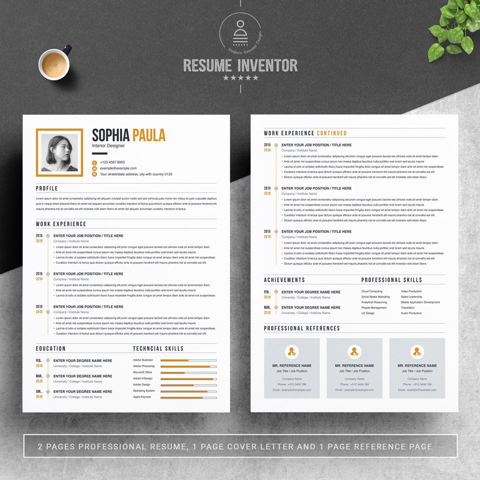 Two pages of resume.Simple Resume Template.