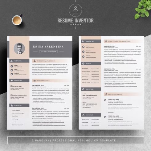 Minimalistic One Page Resume Template