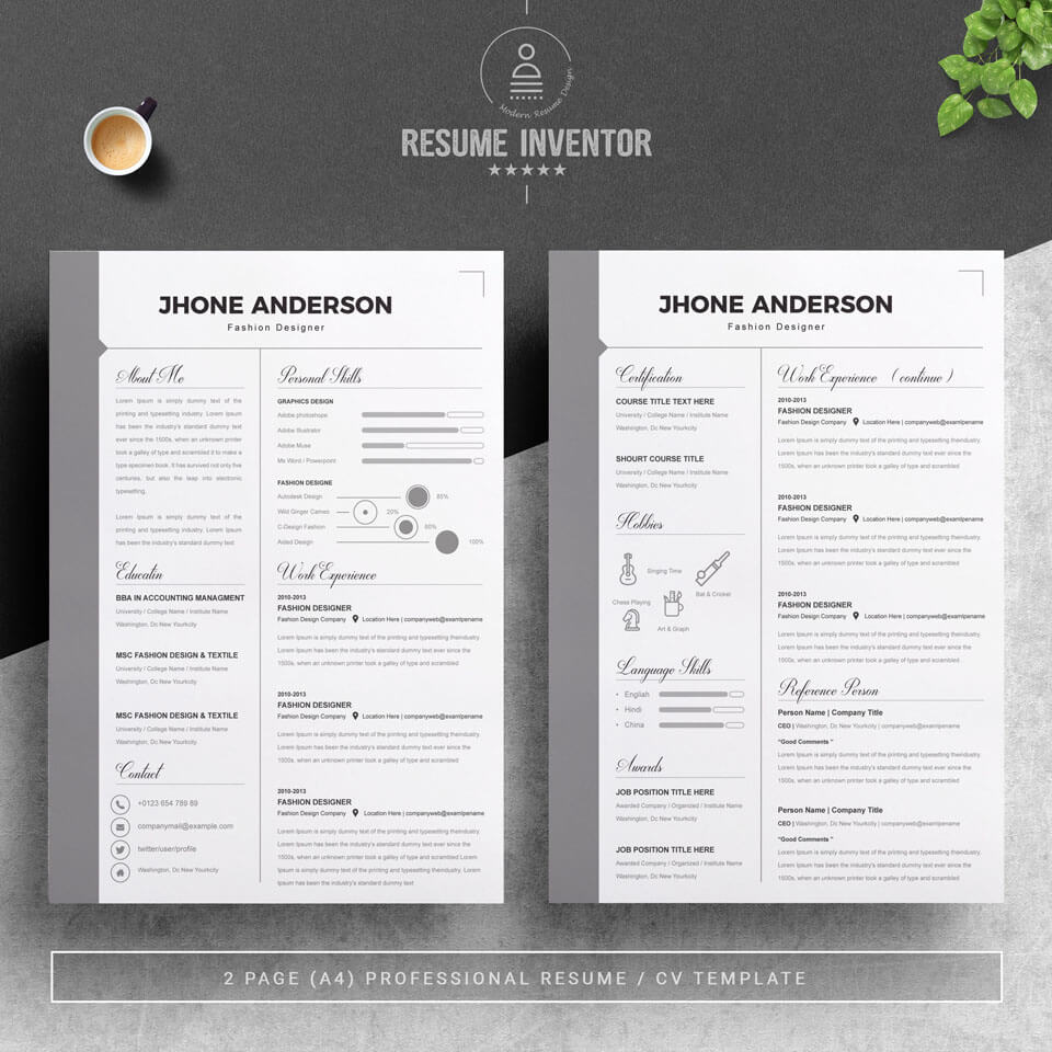 Two pages of resume. Minimal Resume Word Template.