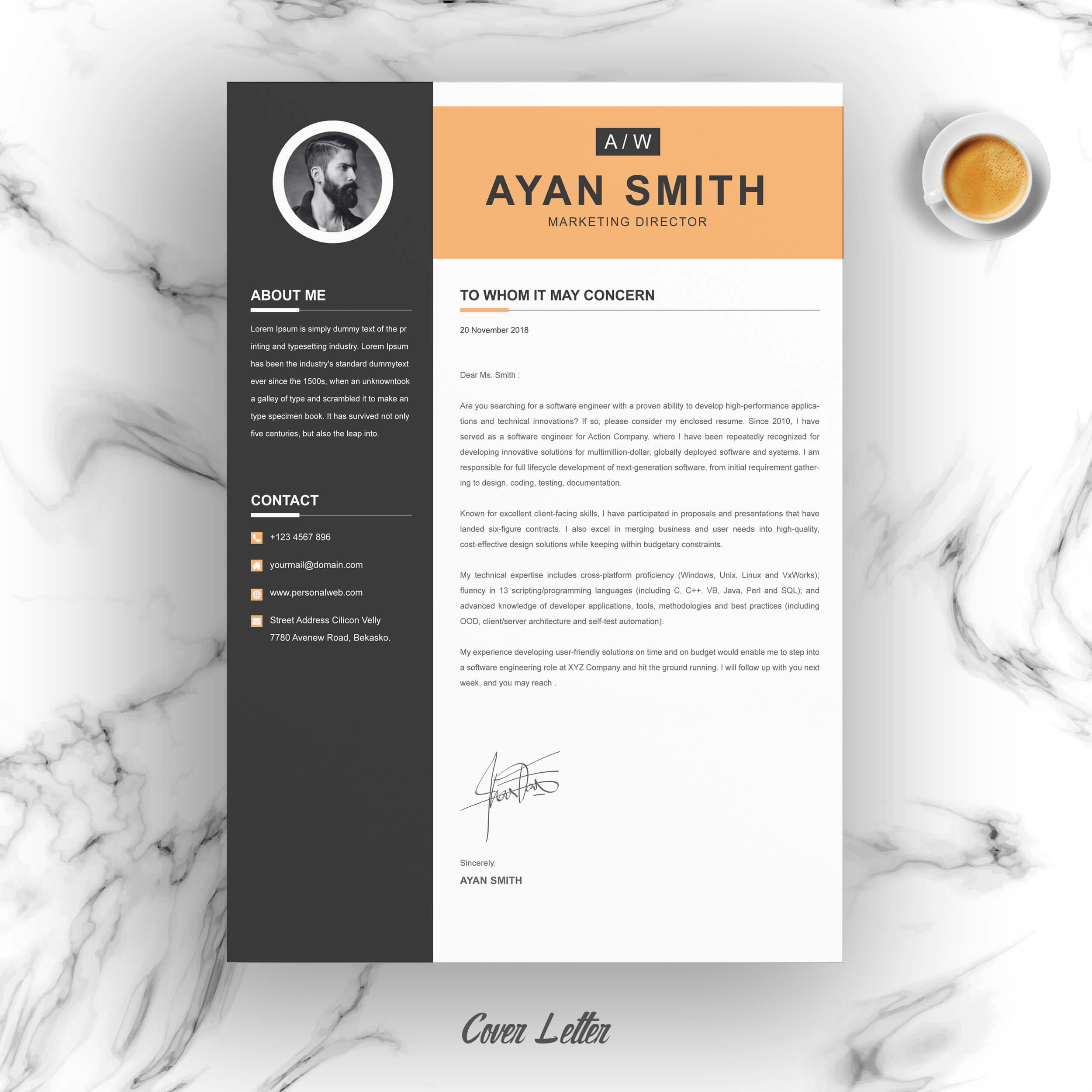 A general view of the template. Simple Resume Template.
