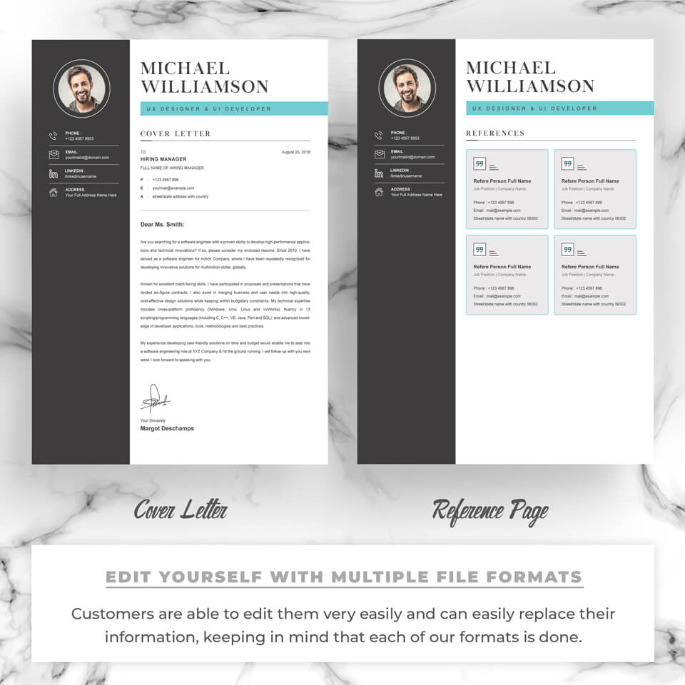 Two pages of resume. Simple Resume Design Template.
