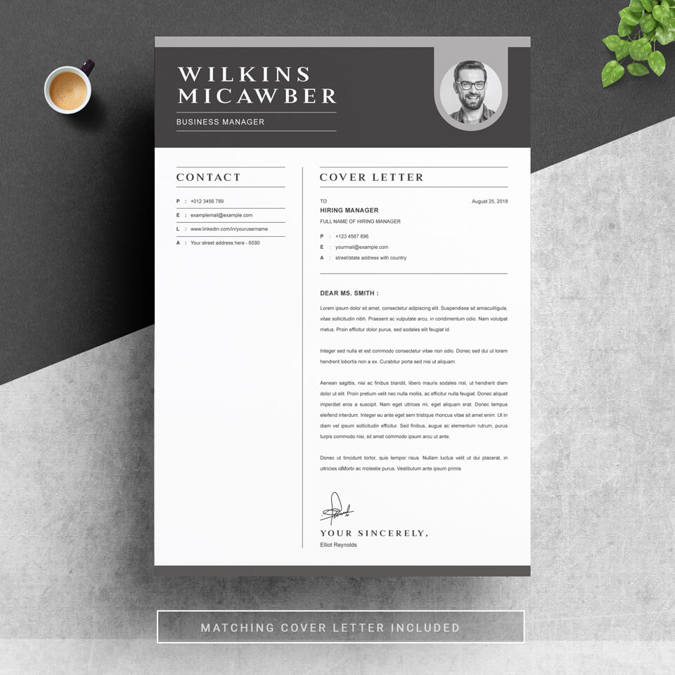 Business Manager Resume Template cover letter.