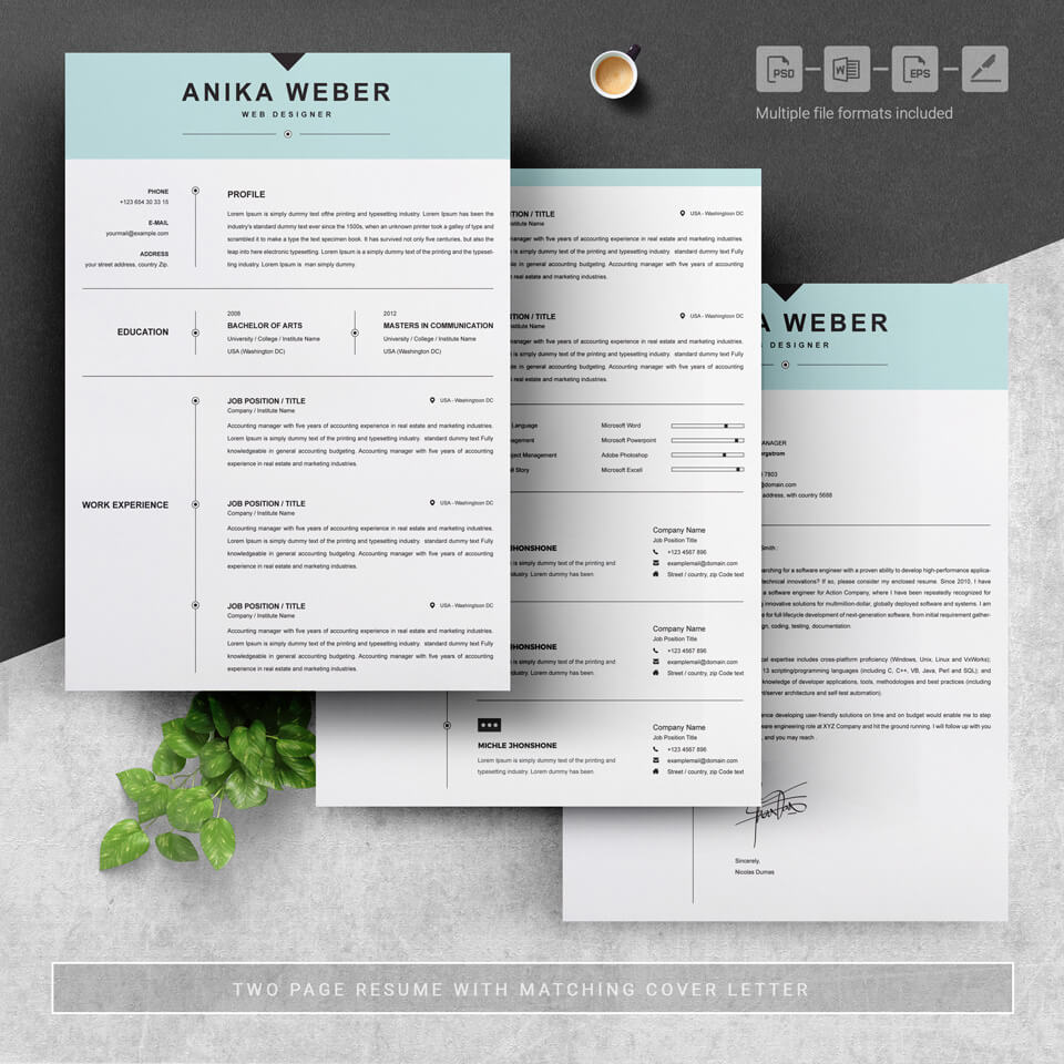 Three pages of resume. Functional Resume Template.