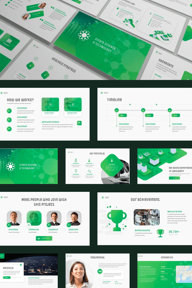 Green and expansive theme. The color scheme emphasizes the originally stated theme.