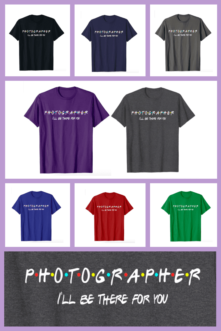 Bright men's T-shirts with inscriptions in the style of the Friends TV series.