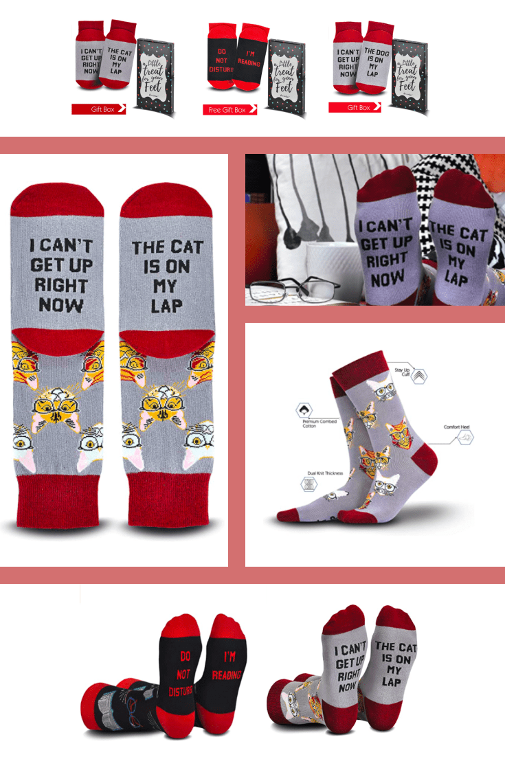 Bright socks have been a trend for several seasons. And for cat lovers, we have created a special collection of socks with funny inscriptions. This is not a picky gift. Everyone will like it.