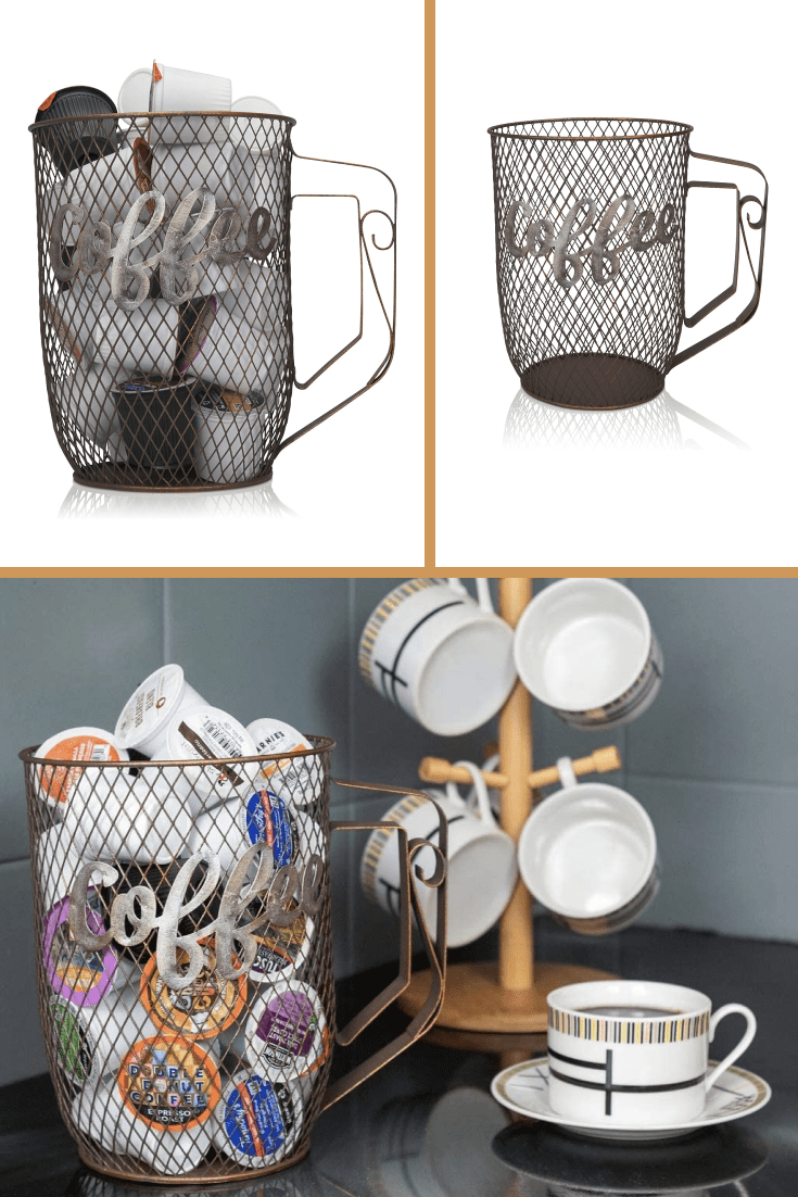 Mesh cup for storing packing cream or coffee tablets.