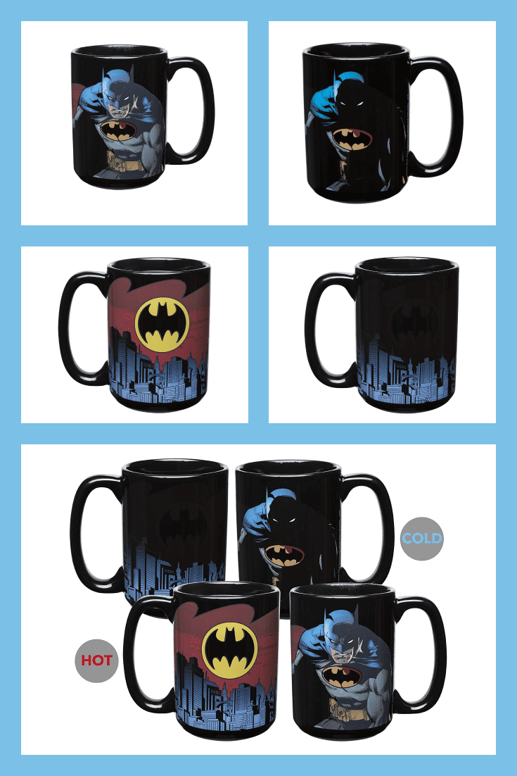 A cup for a real superhero. It depicts Batman with his main symbol. The cup changes color depending on the warmth of the drink.