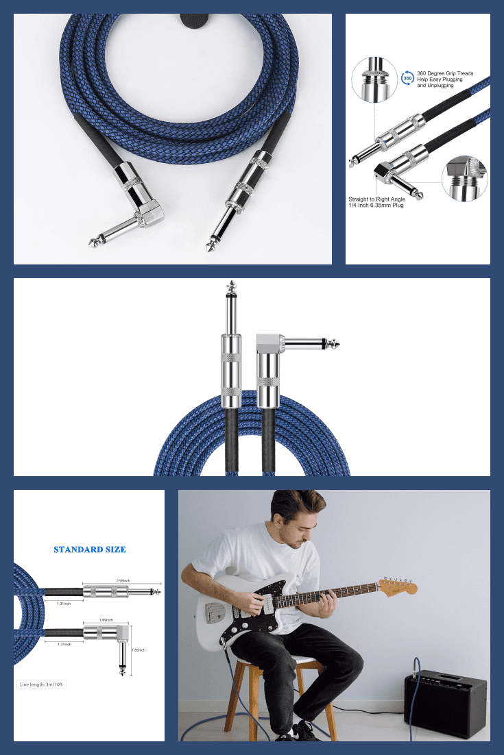 Quality guitar cable. Suitable for mixer, power amplifier, microphone, decoder, equalizer, electoronic organ and other electronic equipments.