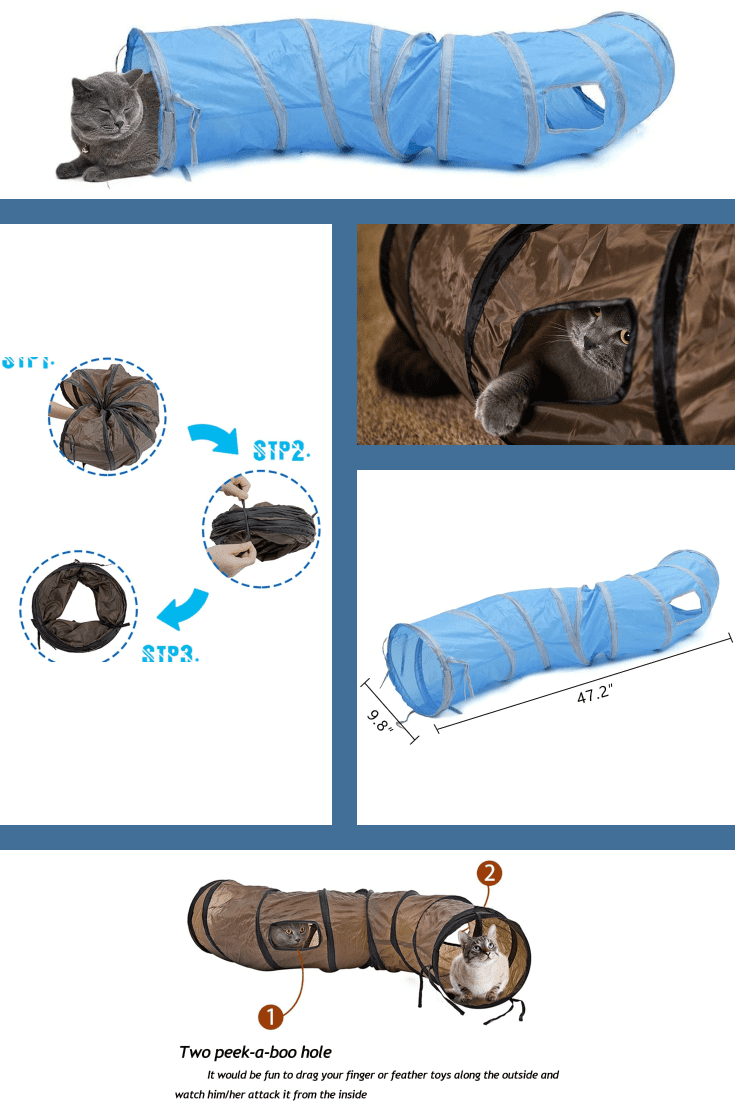 Tunnel for your cat to play. A wonderful alternative to the bags and boxes that cats love so much.